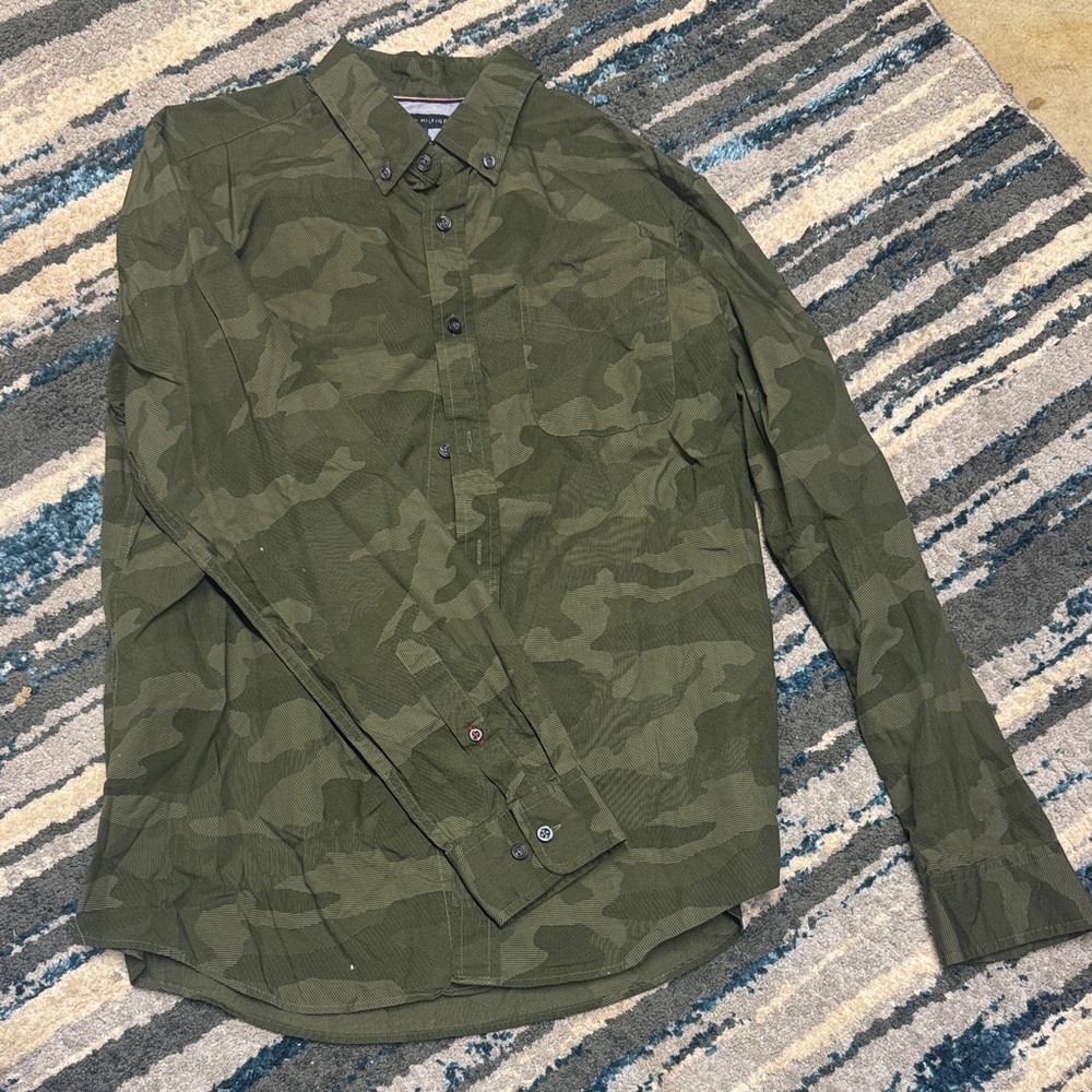 Tommy Hilfiger Olive Green Button-Up Shirt